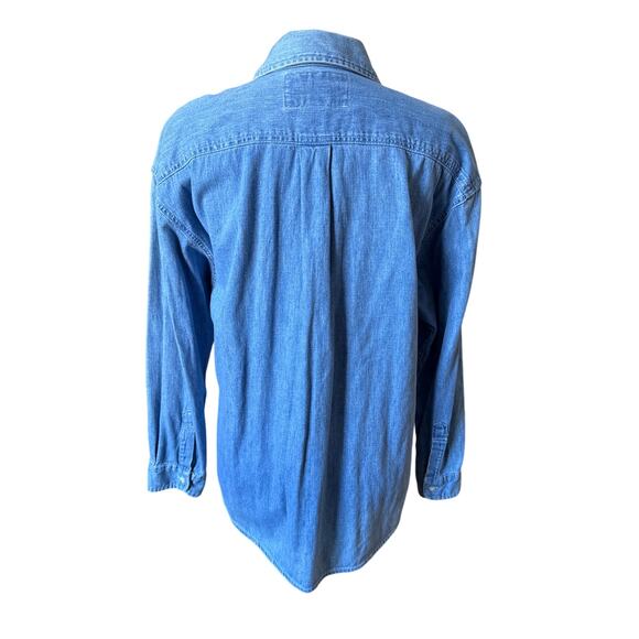 Vintage 90s Express Chambray Denim Button Down Women's Shirt Size Large - Picture 4 of 9
